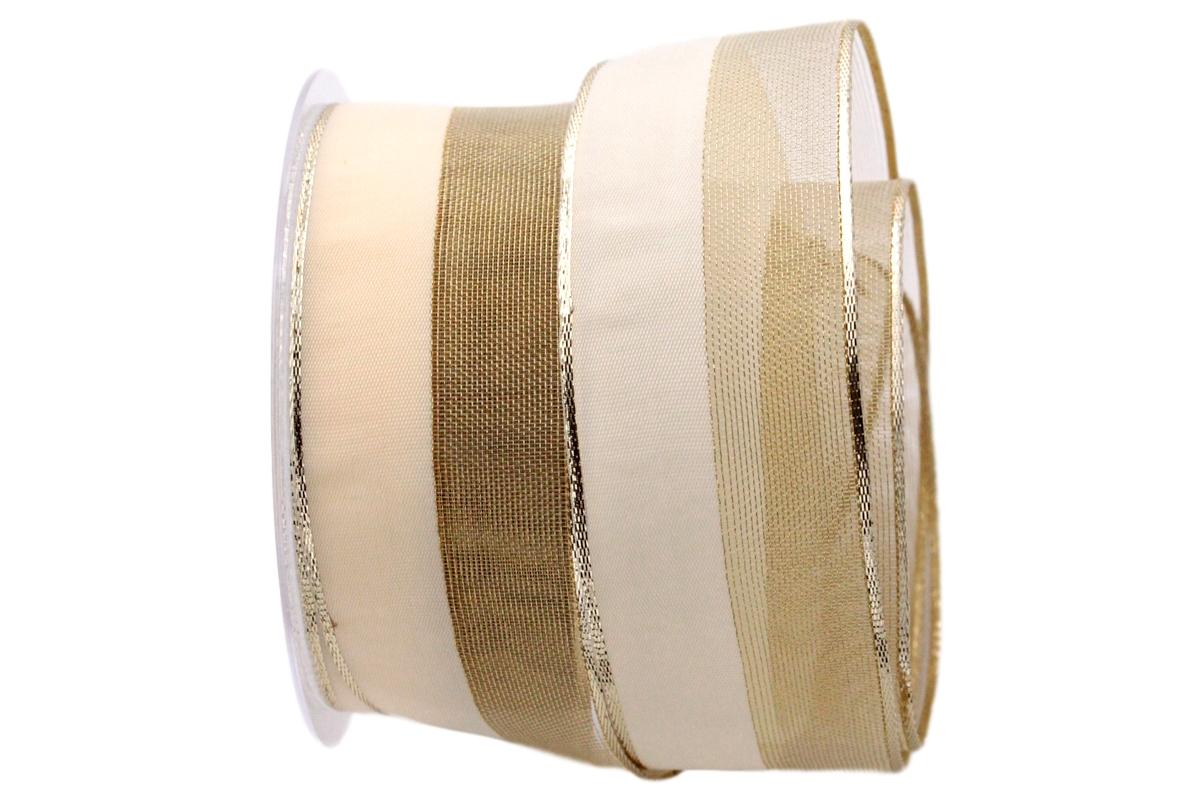 Weihnachtsband Marina creme mit Draht 40mm