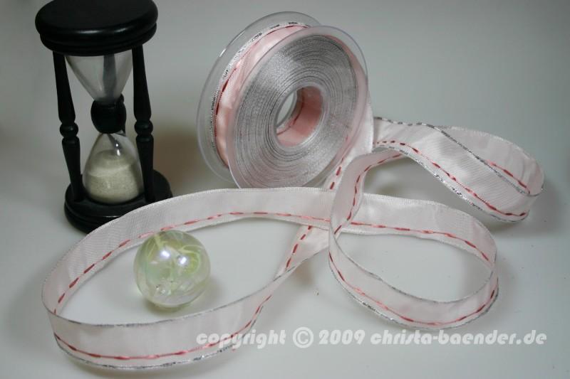 Weihnachtsband Nürnberg Rosa mit Draht 25mm