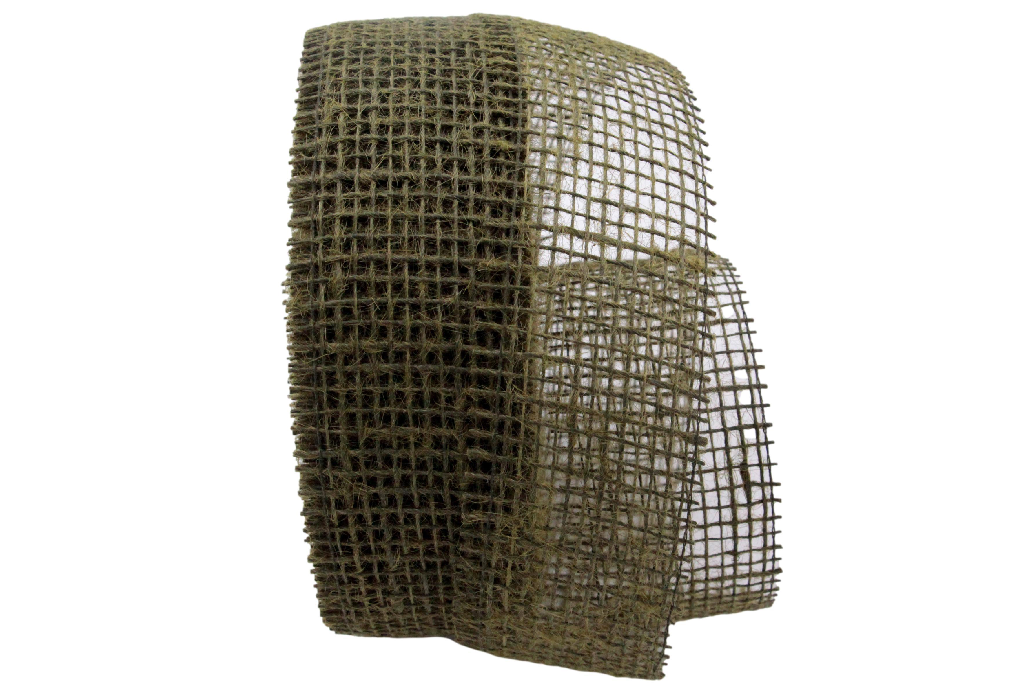 Dekoband Jute 50mm olive-grün ohne Draht