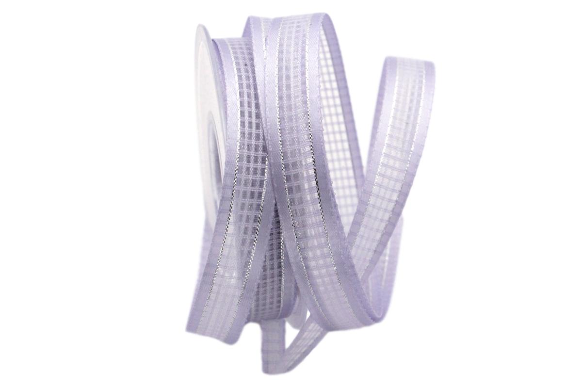 Geschenkband Bene a Scacchi hellgrau 15mm mit Draht