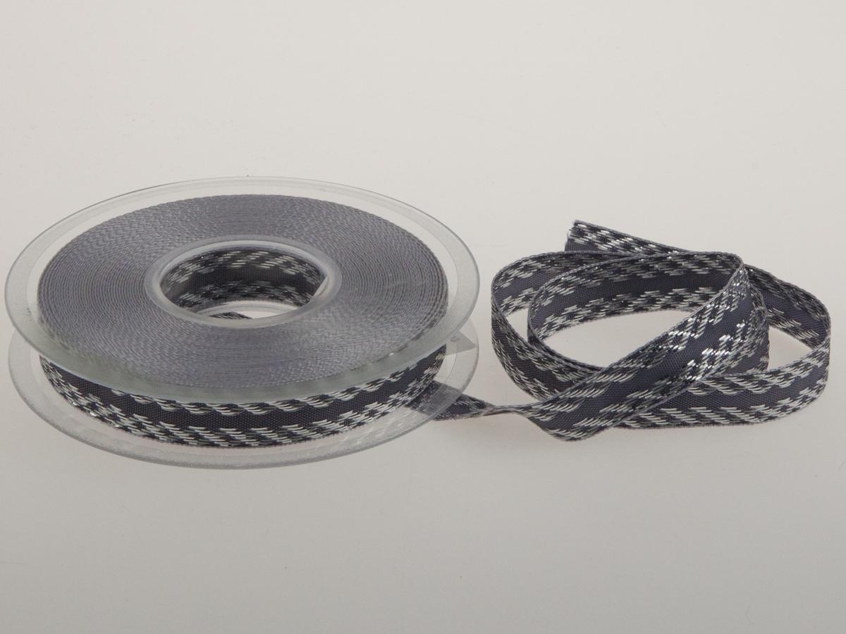 Weihnachtsband Gloria 15mm grau ohne Draht
