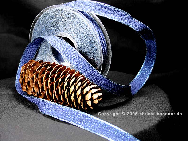 Uniband Brillanz Blau mit Draht 15mm Glitzerrand