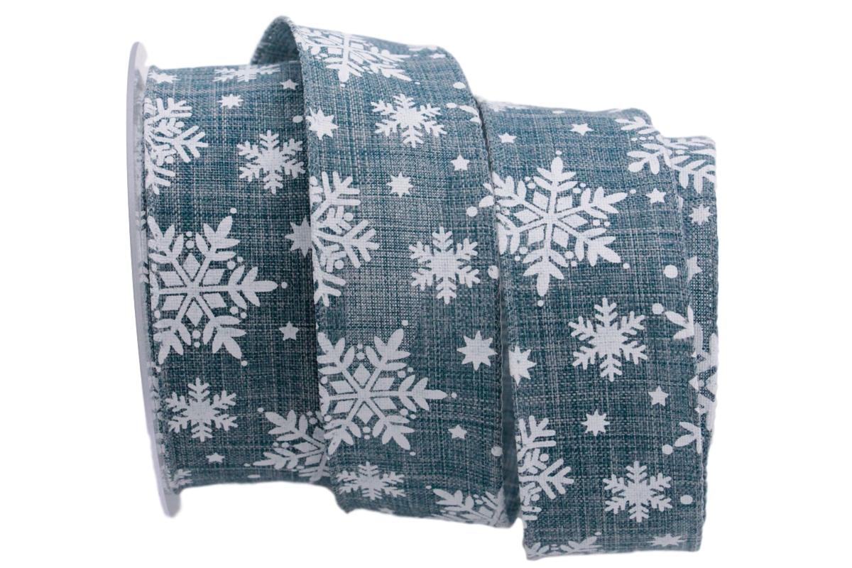 Weihnachtsband Neve blau 40mm mit Draht