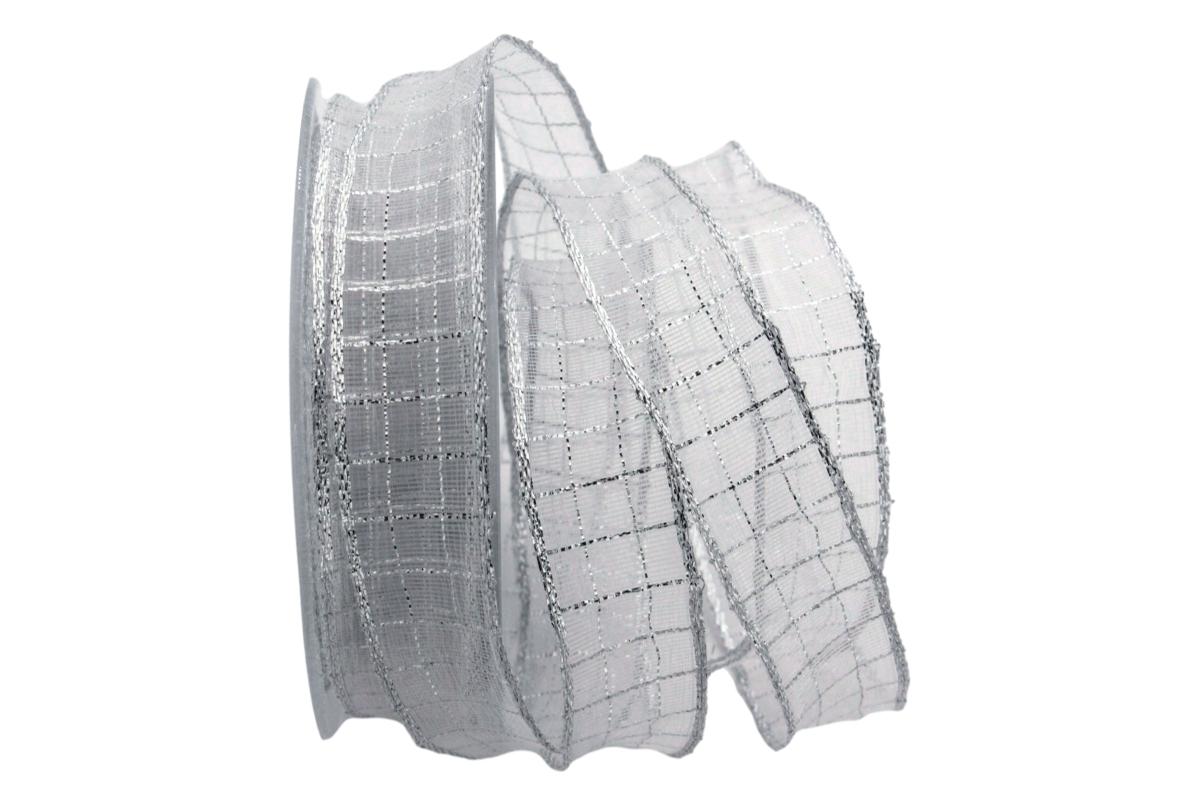 Gitterband Griglia d'argento silber 25mm mit Draht