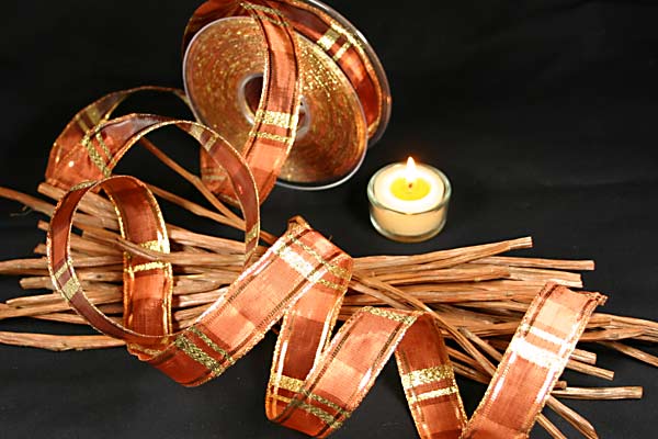 "Längskaros" mit Draht, Braun/Gold 25mm