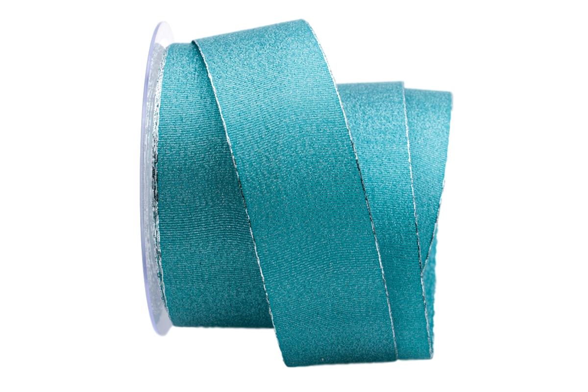 Weihnachtsband Brokatband türkis 40mm ohne Draht