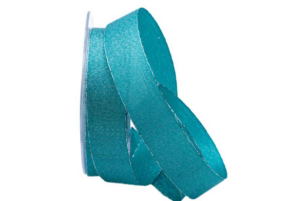 Weihnachtsband Brokatband türkis 25mm ohne Draht