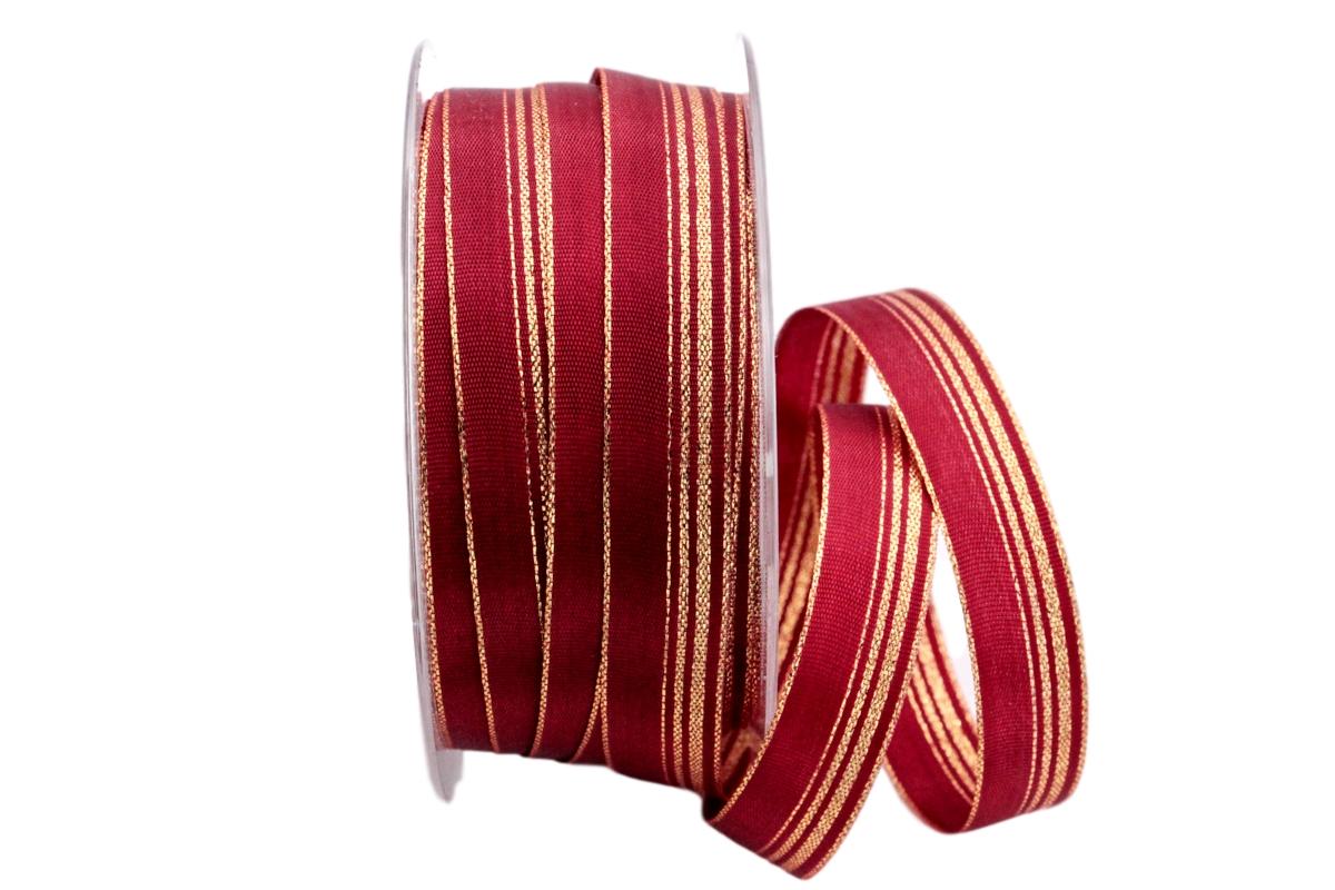 Weihnachtsband Pianura bordeaux 15mm ohne Draht