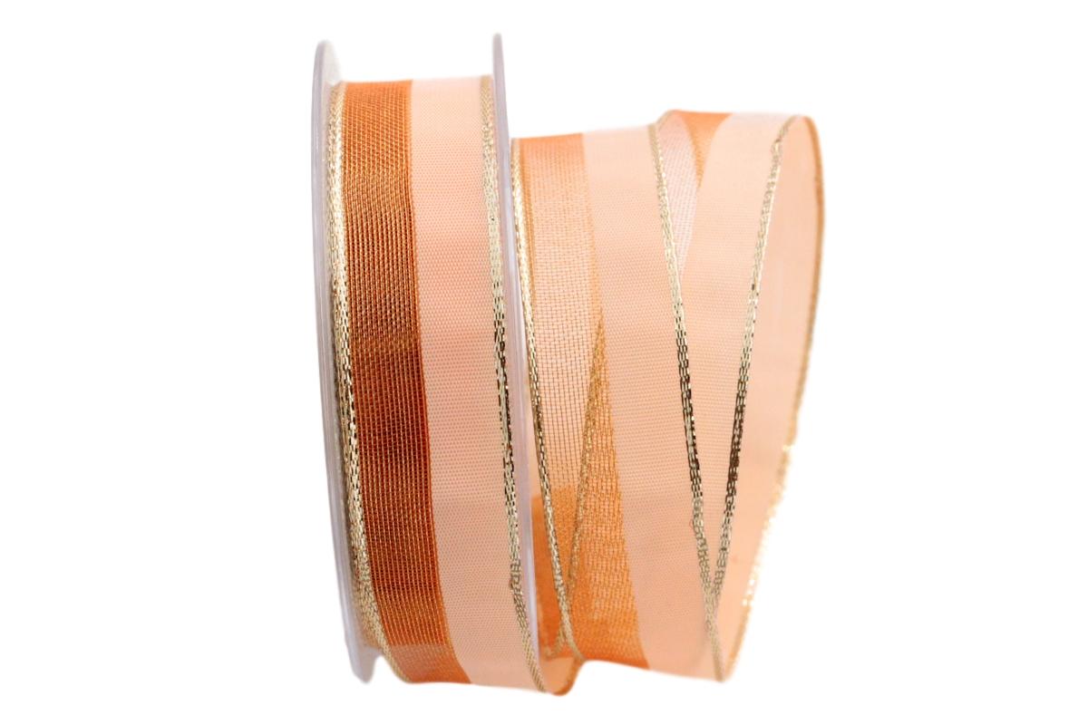 Weihnachtsband Marina aprikot mit Draht 25mm