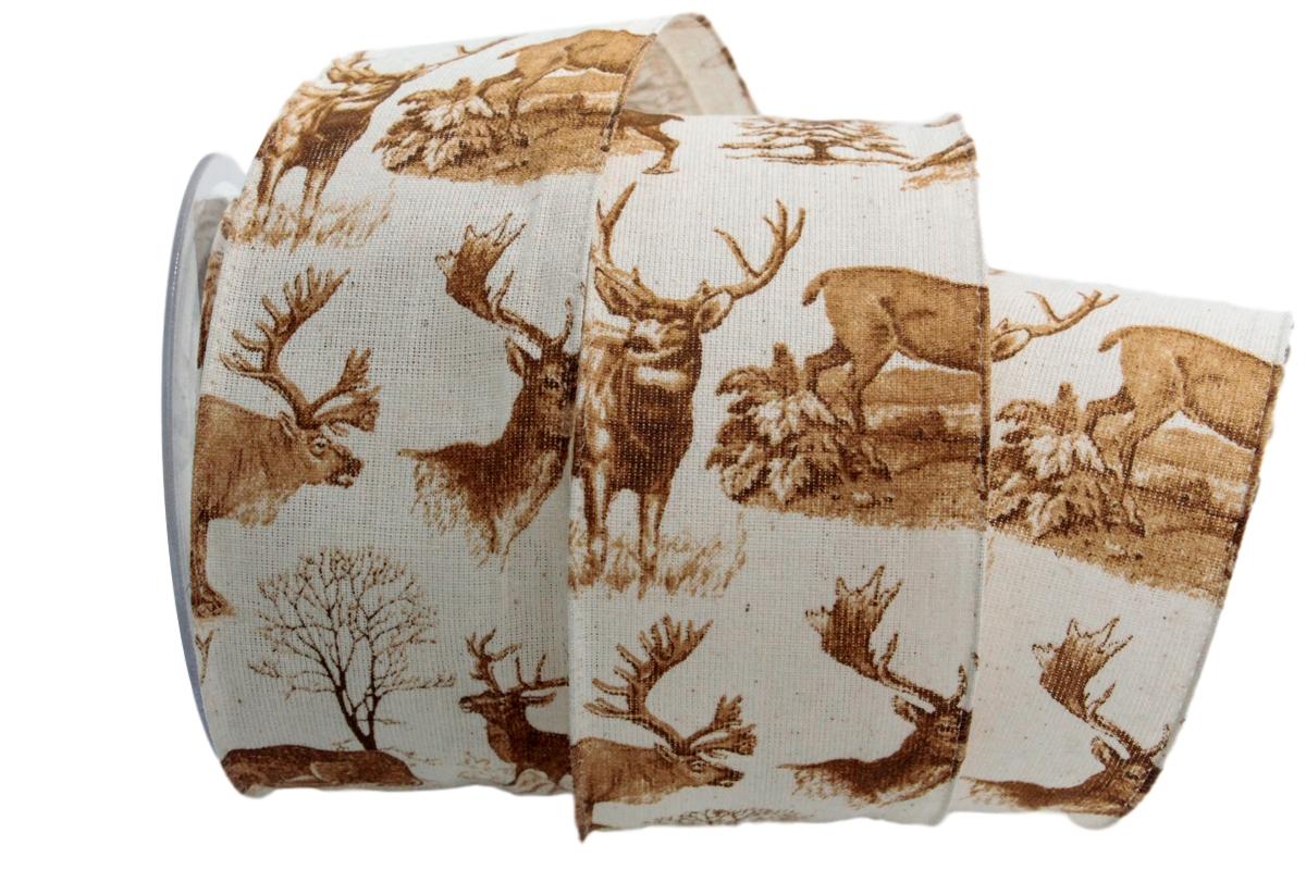 Motivband Cervo creme / braun 60mm mit Draht