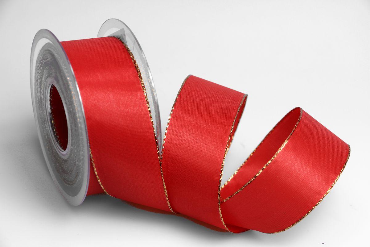 Uniband rot mit Goldkante ohne Draht 40mm