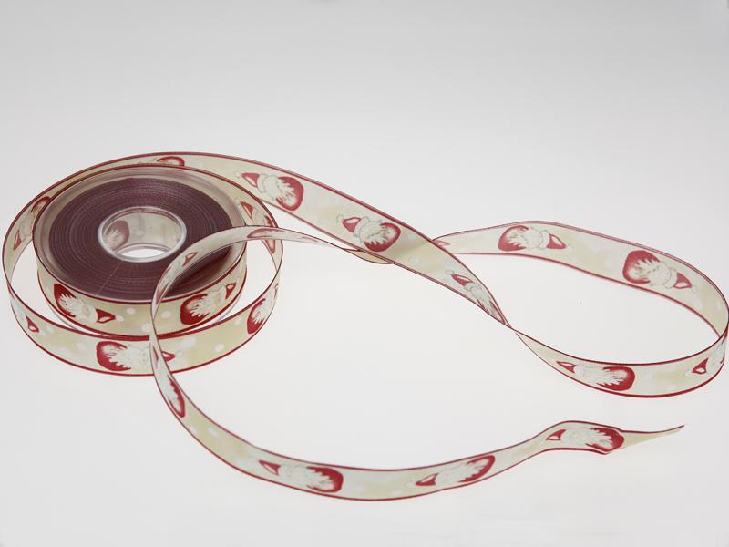 Weihnachtsband Nikolaus mit Draht bordeaux 25 mm