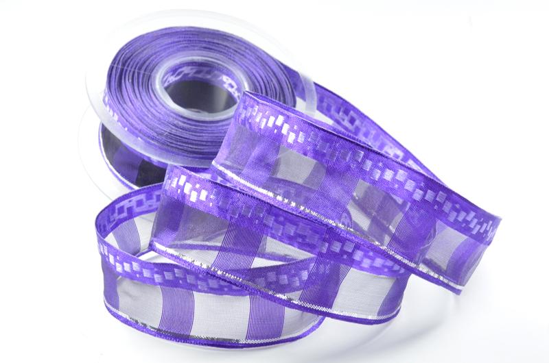 Weihnachtsband Bamberg lila mit Draht 40mm