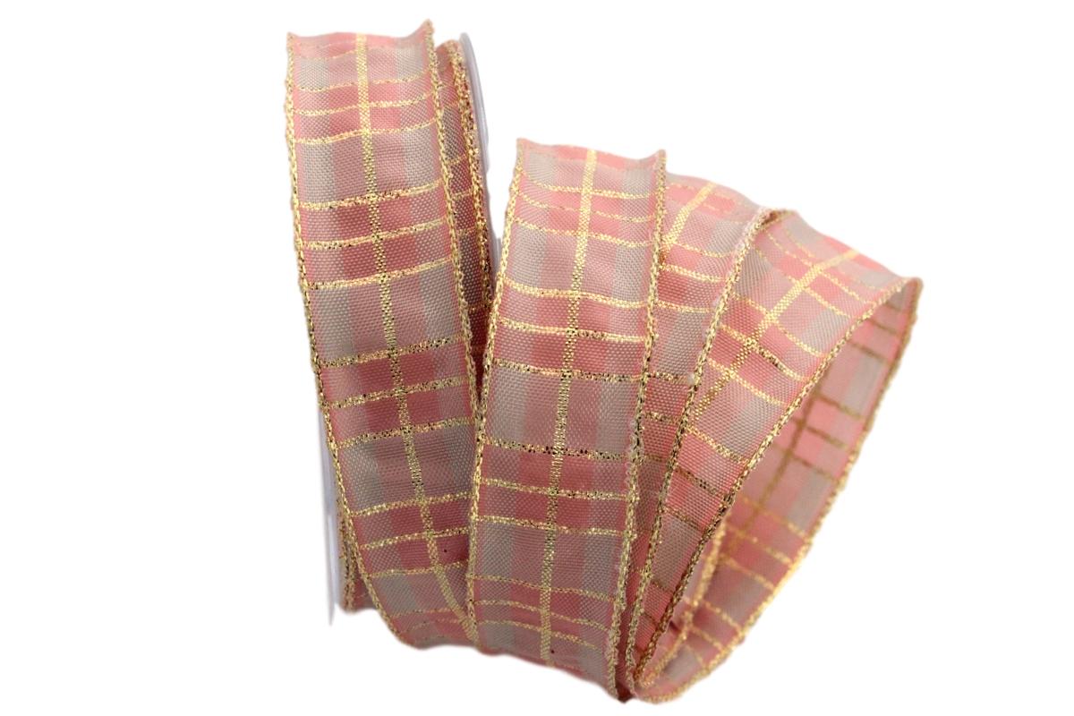 Weihnachtsband Rispecchiato rosa 25mm mit Draht