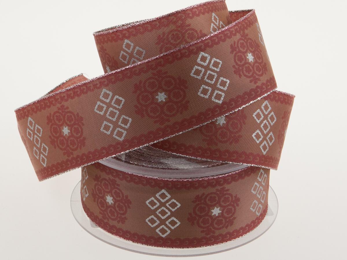 Weihnachtsband Rokoko 40 mm Bordeaux mit Draht