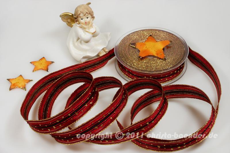Weihnachtsband Silvretta Bordeaux mit Draht 25mm
