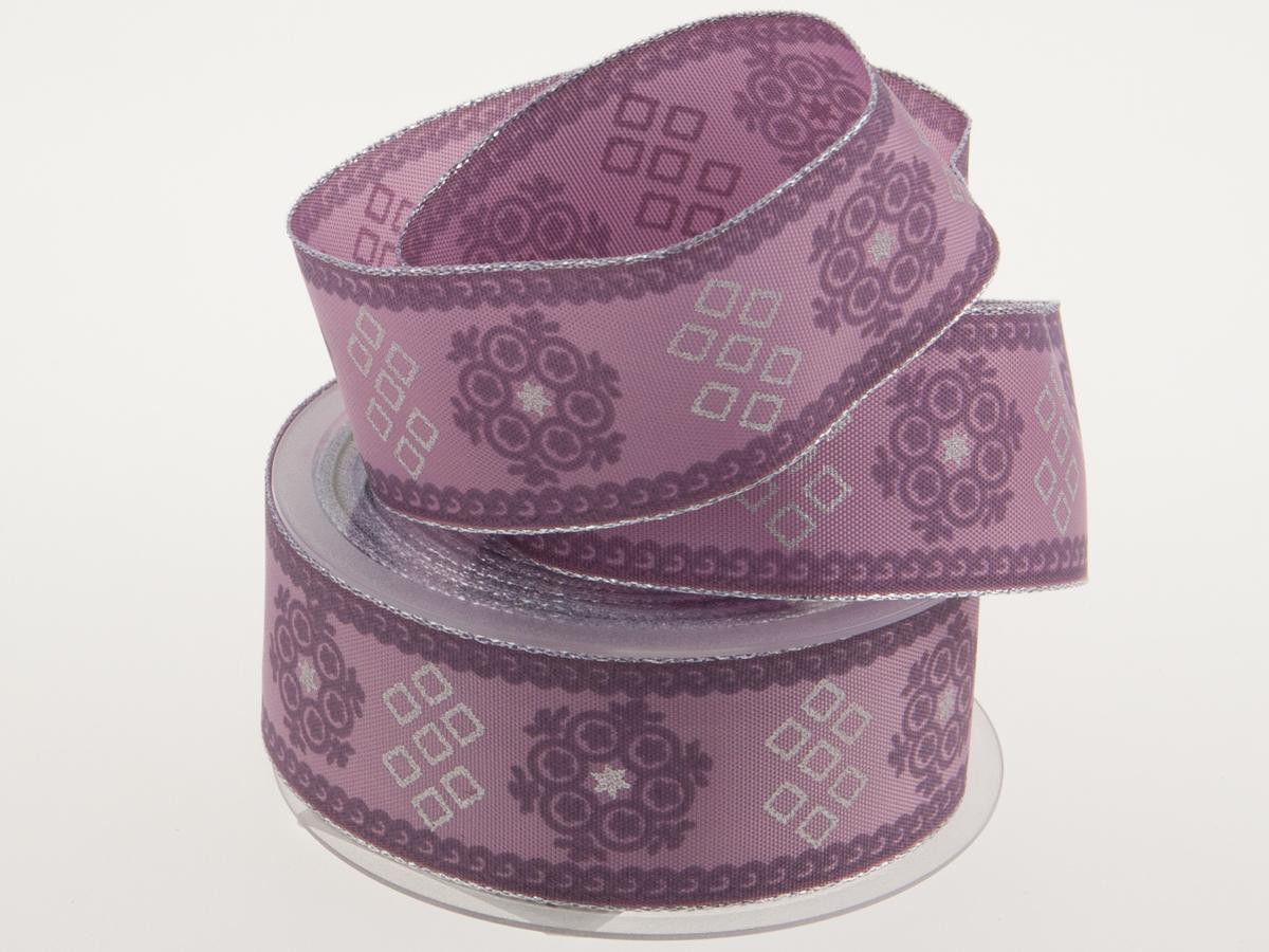 Weihnachtsband Rokoko 40 mm Flieder mit Draht