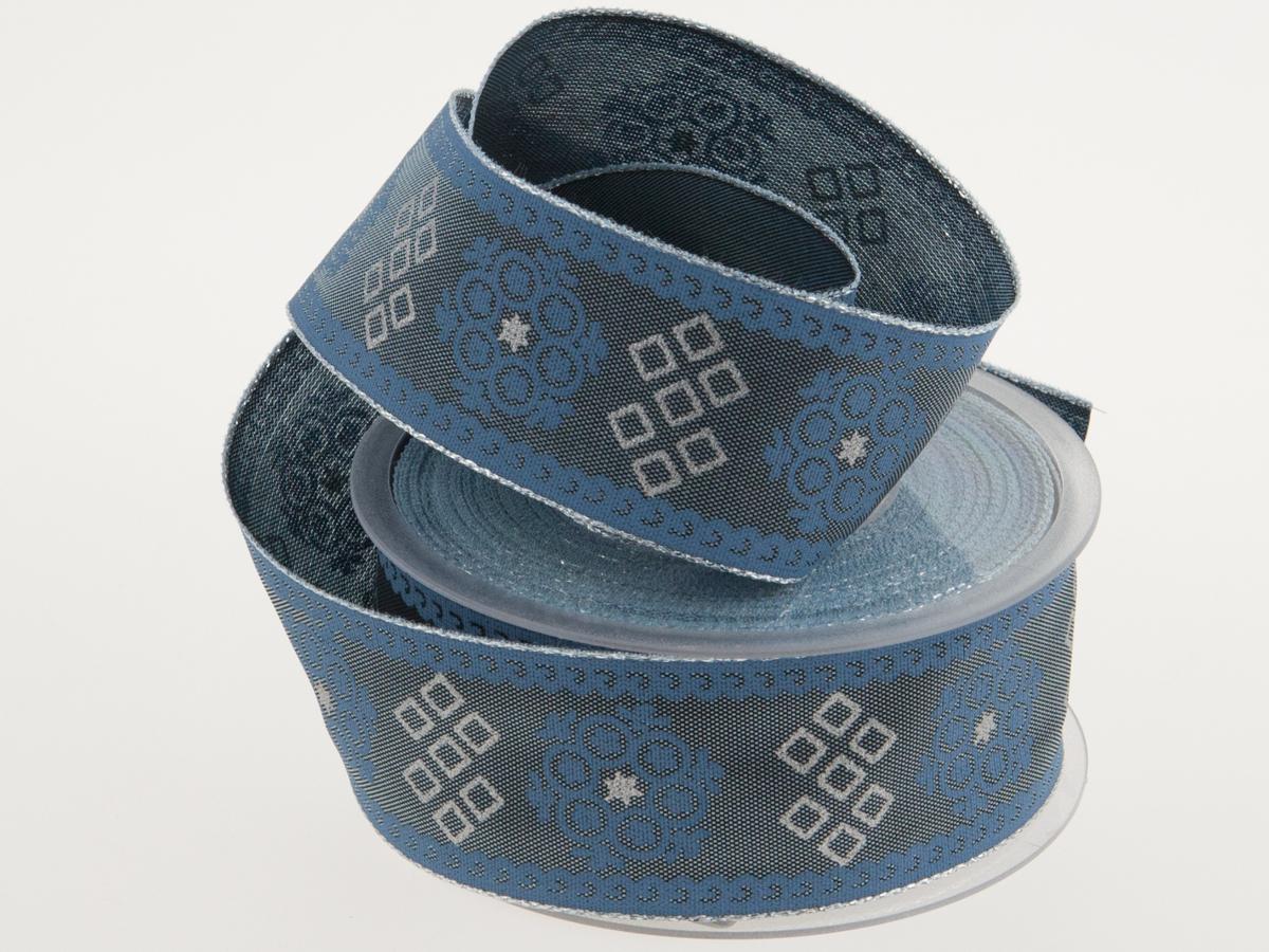 Weihnachtsband Rokoko 40 mm Türkis mit Draht