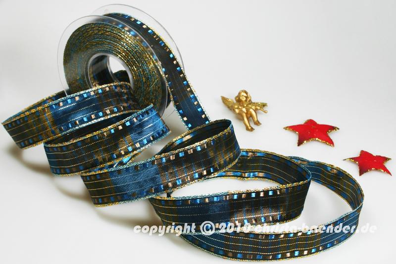 Weihnachtsband Cinema Hellbraun mit Draht 25mm