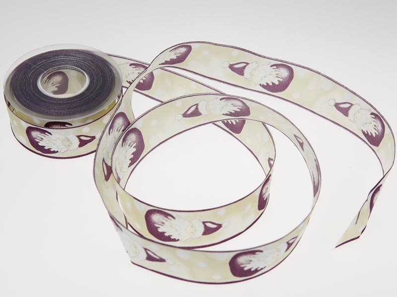 Weihnachtsband Nikolaus mit Draht lila 40 mm