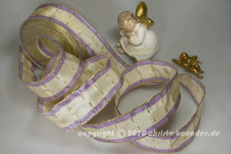 Weihnachtsband Mekka Creme mit Draht 40mm