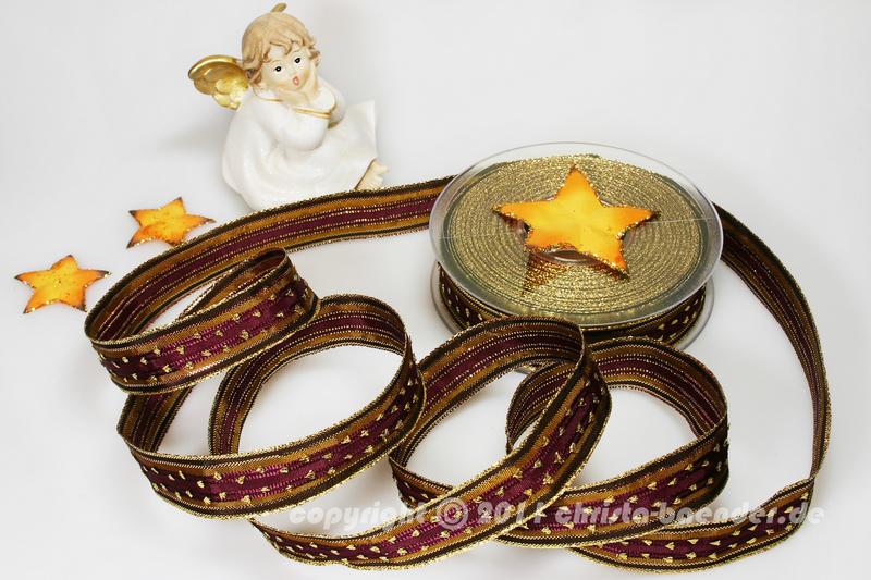 Weihnachtsband Silvretta Aubergine mit Draht 25mm