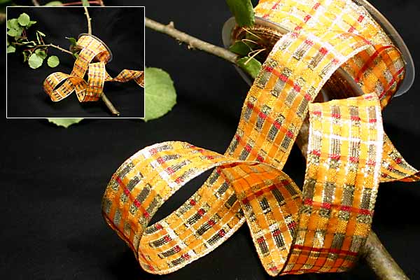 "Goldkaros" mit Draht, Orange/Gold 40mm