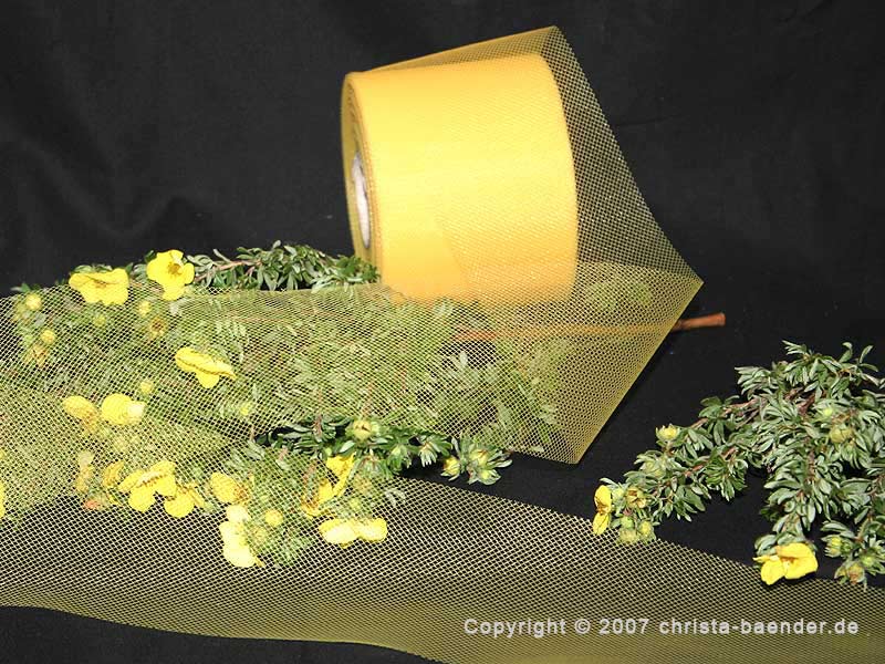 Tüllband Gelb ohne Draht 70mm