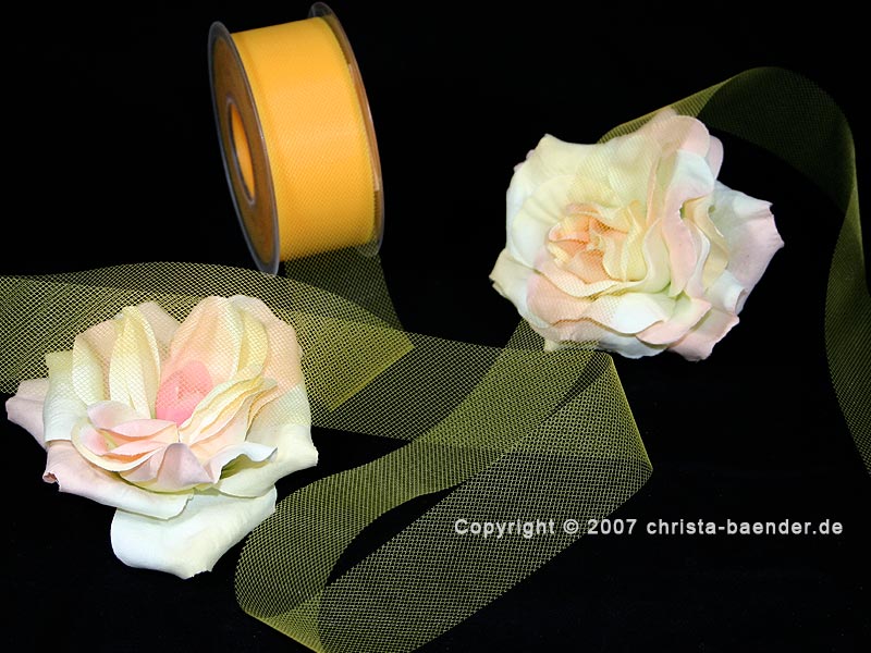 Tüllband Gelb ohne Draht 40mm