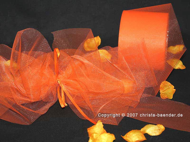 Tüllband Orange ohne Draht 70mm
