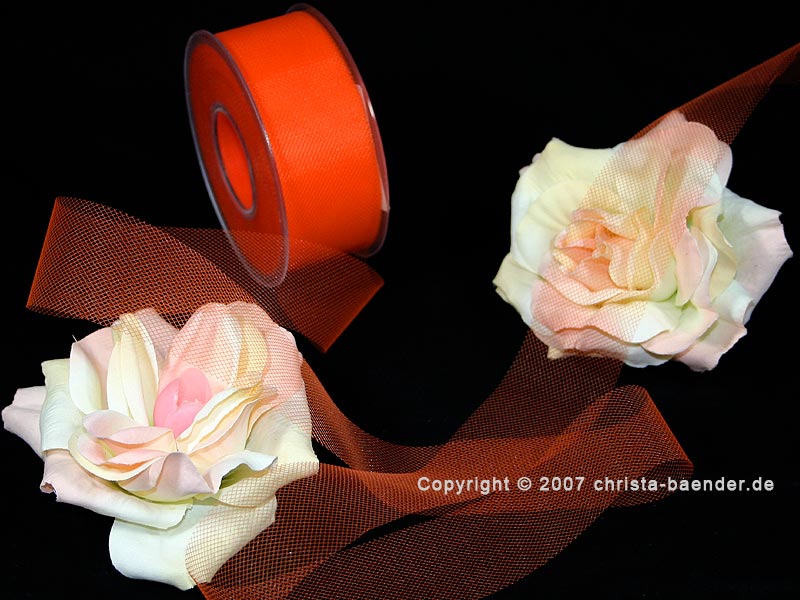 Tüllband Orange ohne Draht 40mm