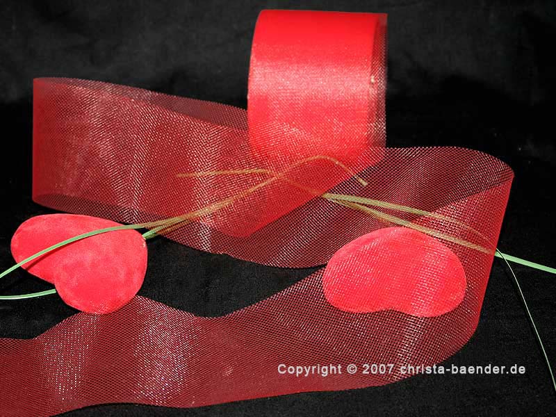 Tüllband Rot ohne Draht 70mm