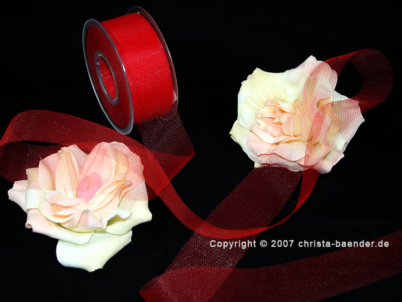 Tüllband Rot ohne Draht 40mm