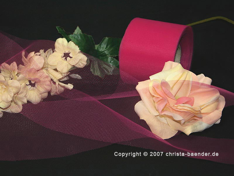 Tüllband Pink ohne Draht 70mm