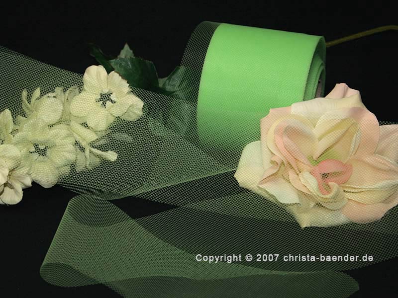 Tüllband Apfelgrün ohne Draht 70mm