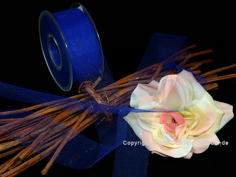 Tüllband Dunkelblau ohne Draht 40mm