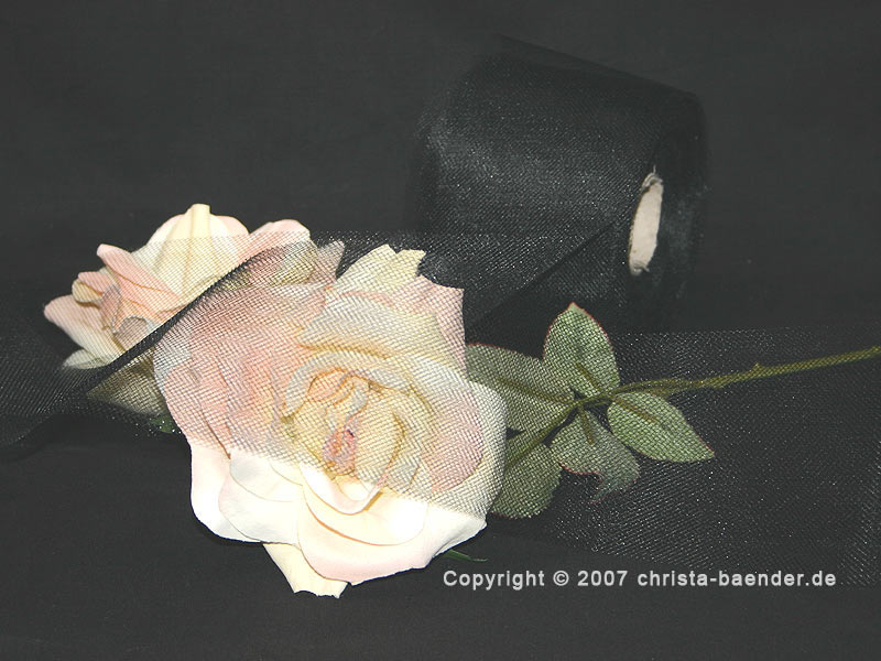 Tüllband Schwarz ohne Draht 70mm