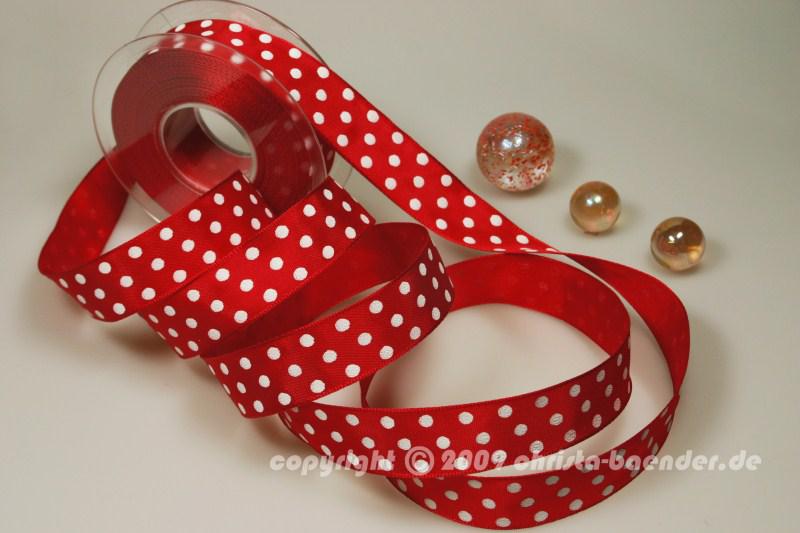 Motivband Punkteband Rot Weiß mit Draht 25mm