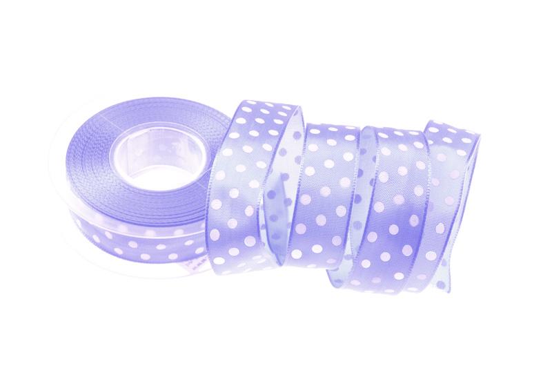 Motivband Punkteband Flieder  mit Draht 25mm