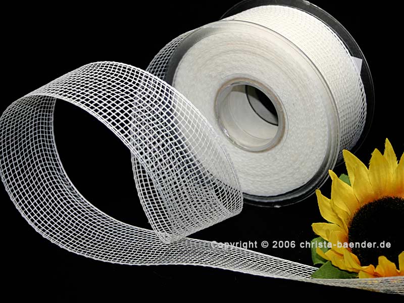 Gitterband Feingitter Weiß ohne Draht 50mm