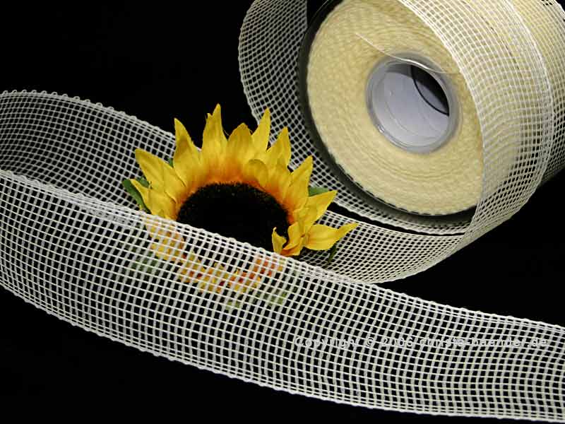 Gitterband Feingitter Creme ohne Draht 50mm