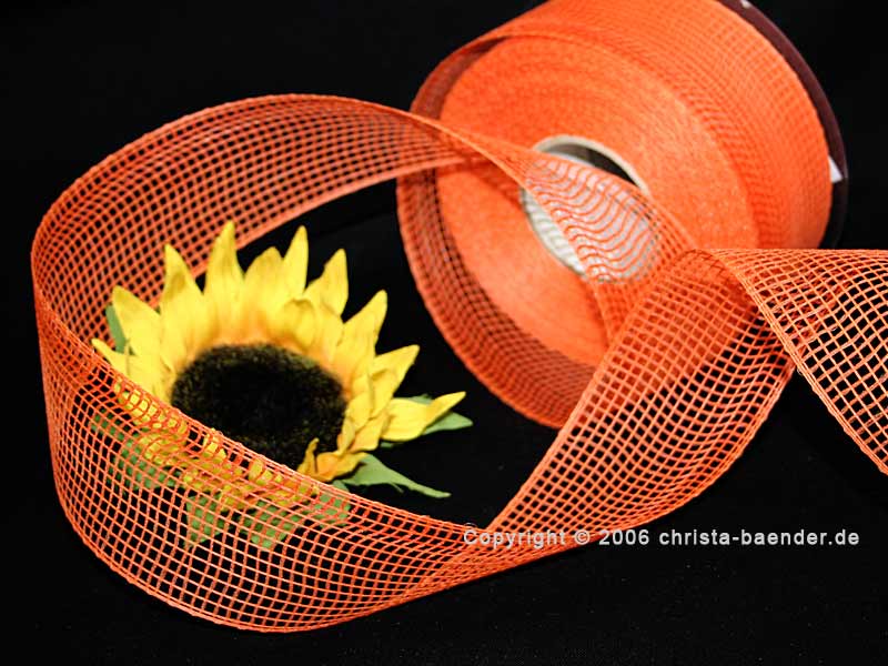 Gitterband Feingitter Orange ohne Draht 50mm