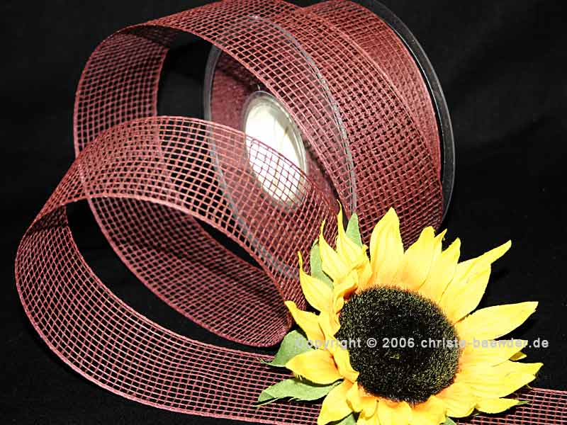 Gitterband Feingitter ohne Draht 50mm Bordeaux/Braun
