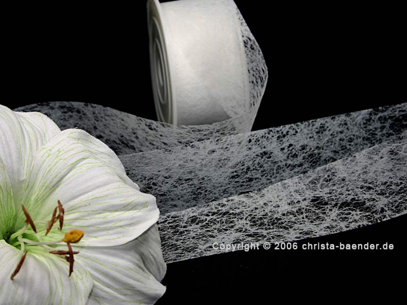 Vliesband Weiß ohne Draht 40mm