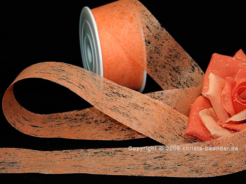 Vliesband Orange ohne Draht 40mm