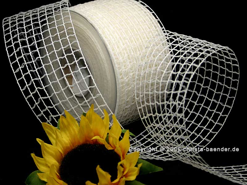 Gitterband Grobgitter Weiß ohne Draht 65mm