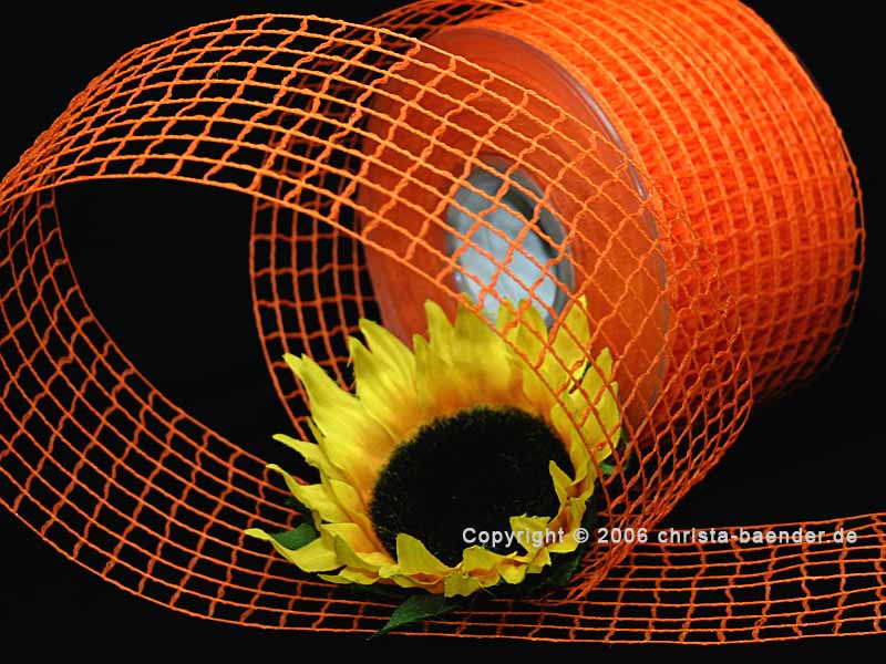 Gitterband Grobgitter Orange ohne Draht 65mm