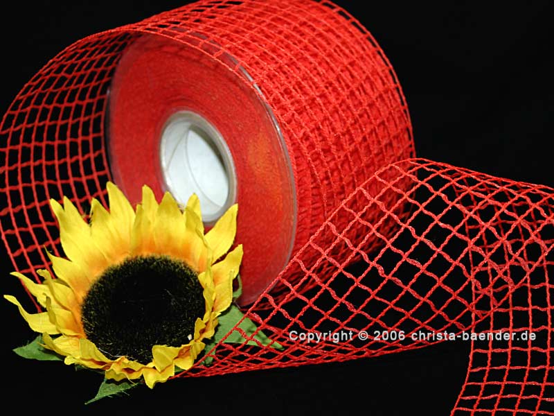 Gitterband Grobgitter Rot ohne Draht 65mm
