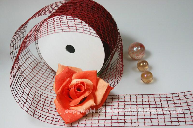 Gitterband Grobgitter Bordeaux ohne Draht 65mm