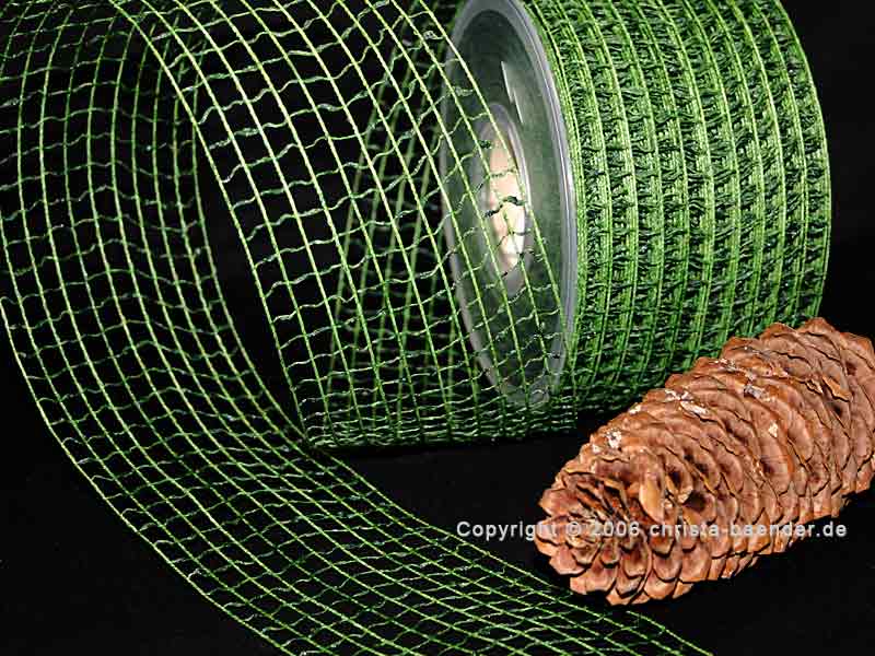 Gitterband Grobgitter Dunkelgrün ohne Draht 65mm